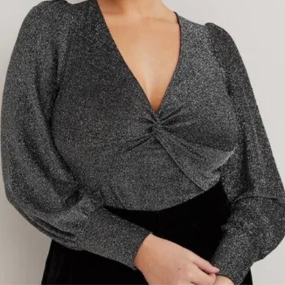 NWT Boden sparkle Twist Front Balloon Sleeves Party top  size 10